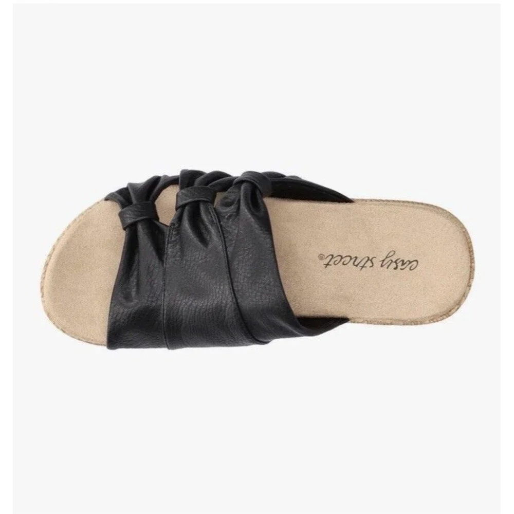 NEW Easy Street Women's Bertina Black Wedge Sandals Size 9 M